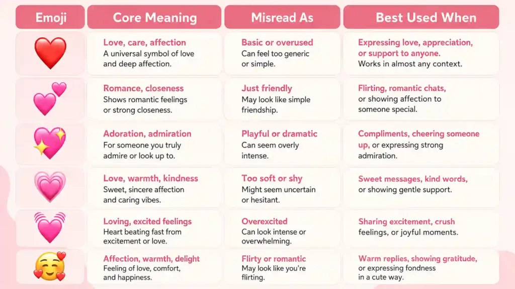 Meaning Comparison Table