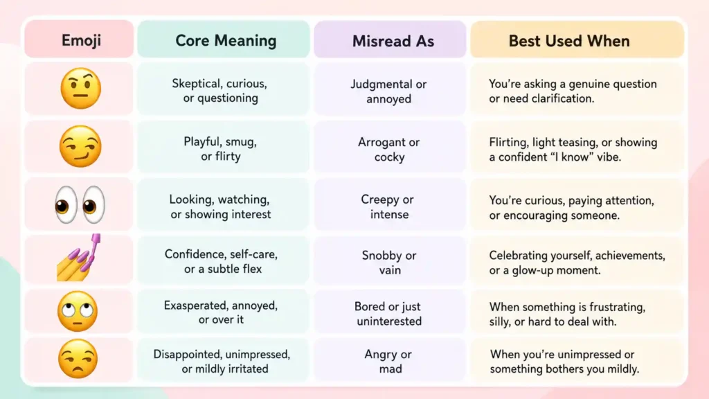Meaning Comparison Table 
