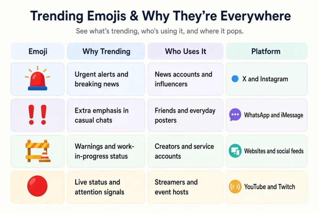 Trending warning symbol emoji in 2026