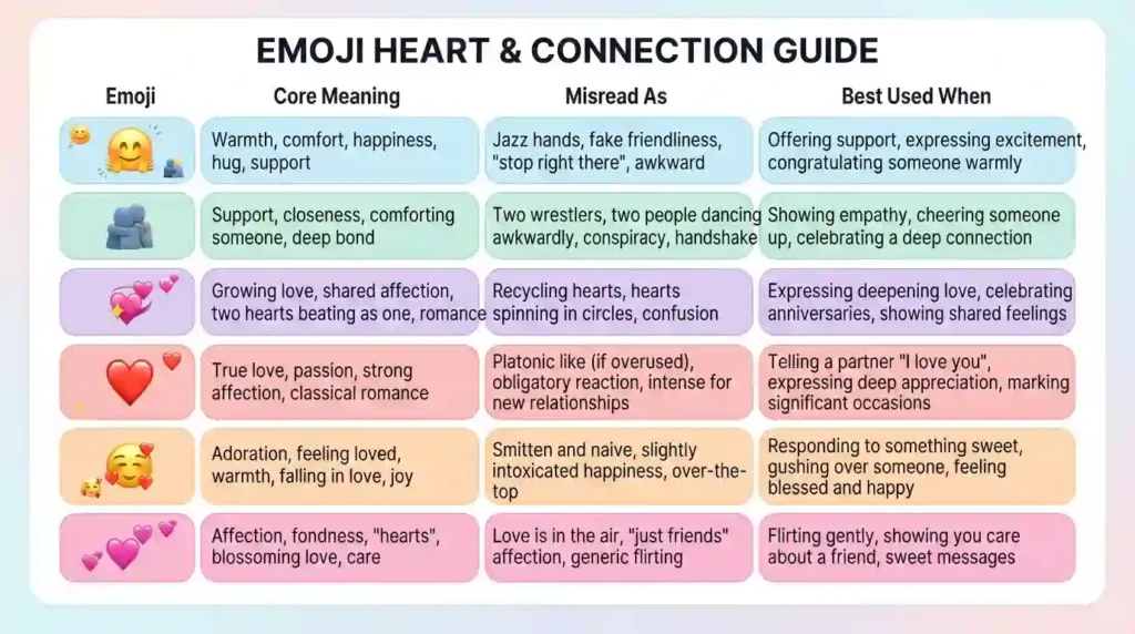 hugging heart emojis mean