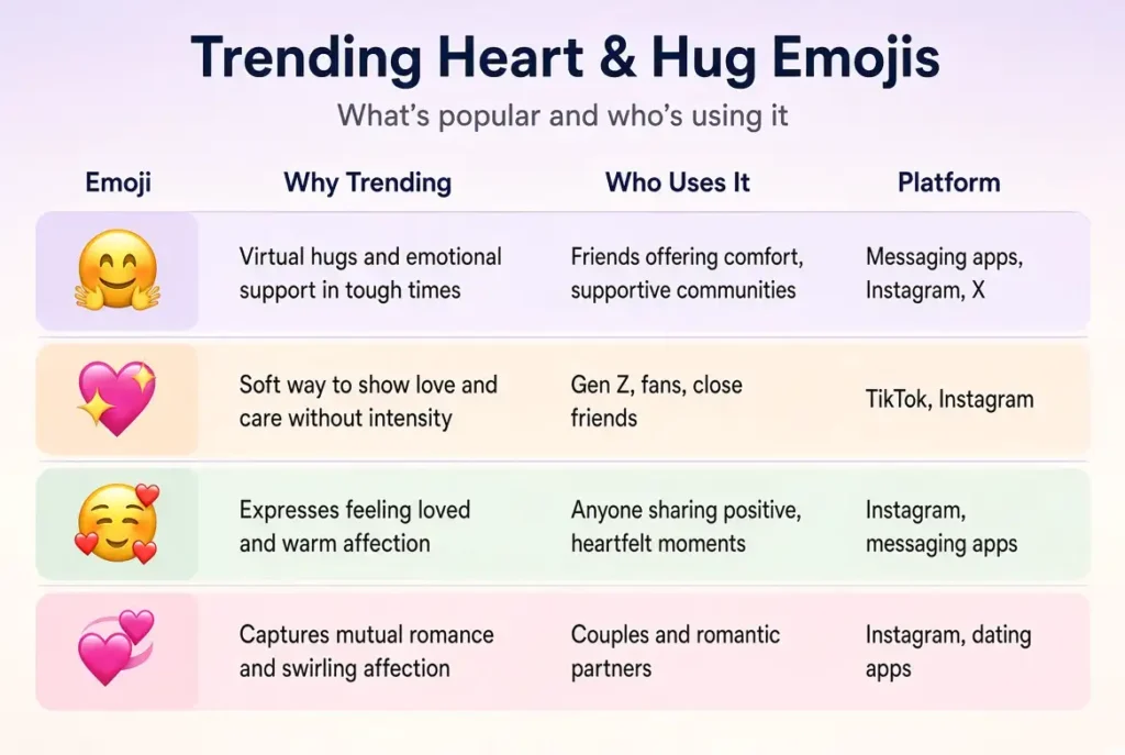 Trending hugging heart emoji in 2026