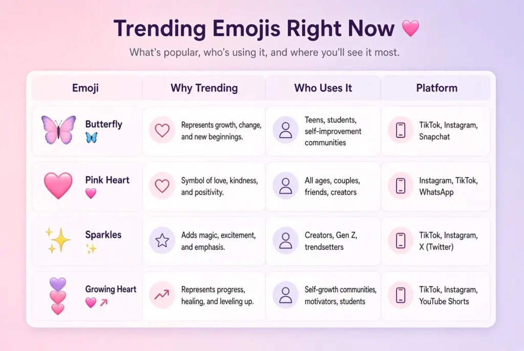 Trending pink butterfly emoji in 2026