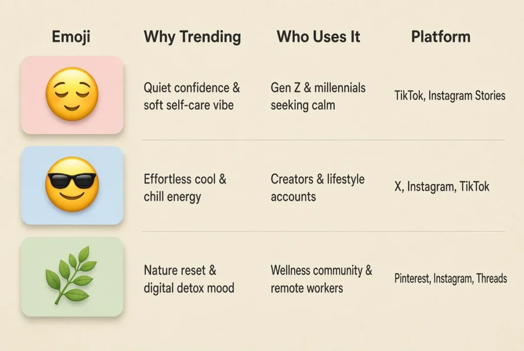 Trending relaxed emoji in 2026
