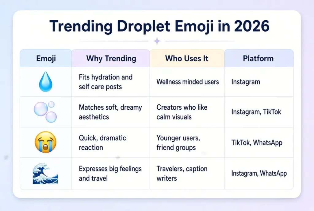 Trending droplet emoji in 2026