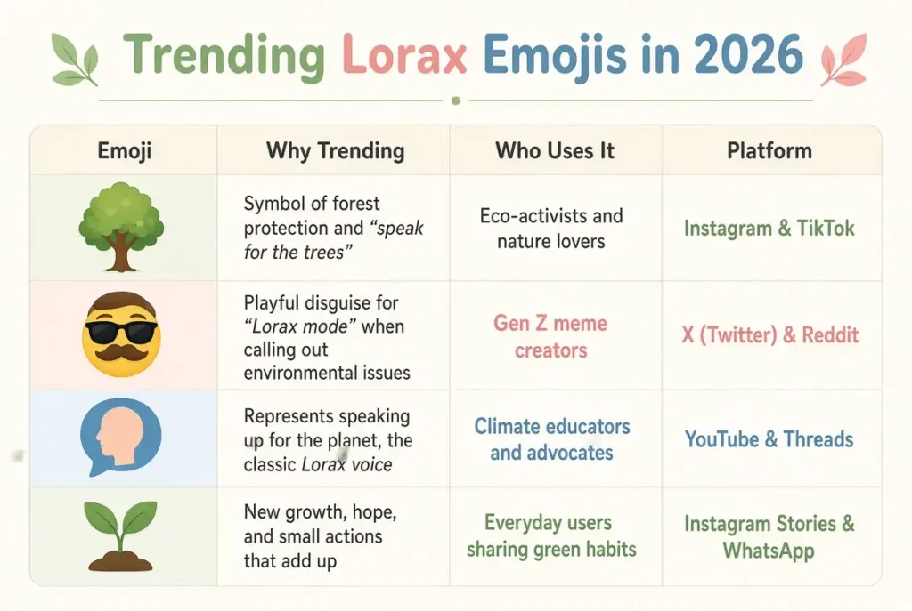 Trending Lorax emojis in 2026