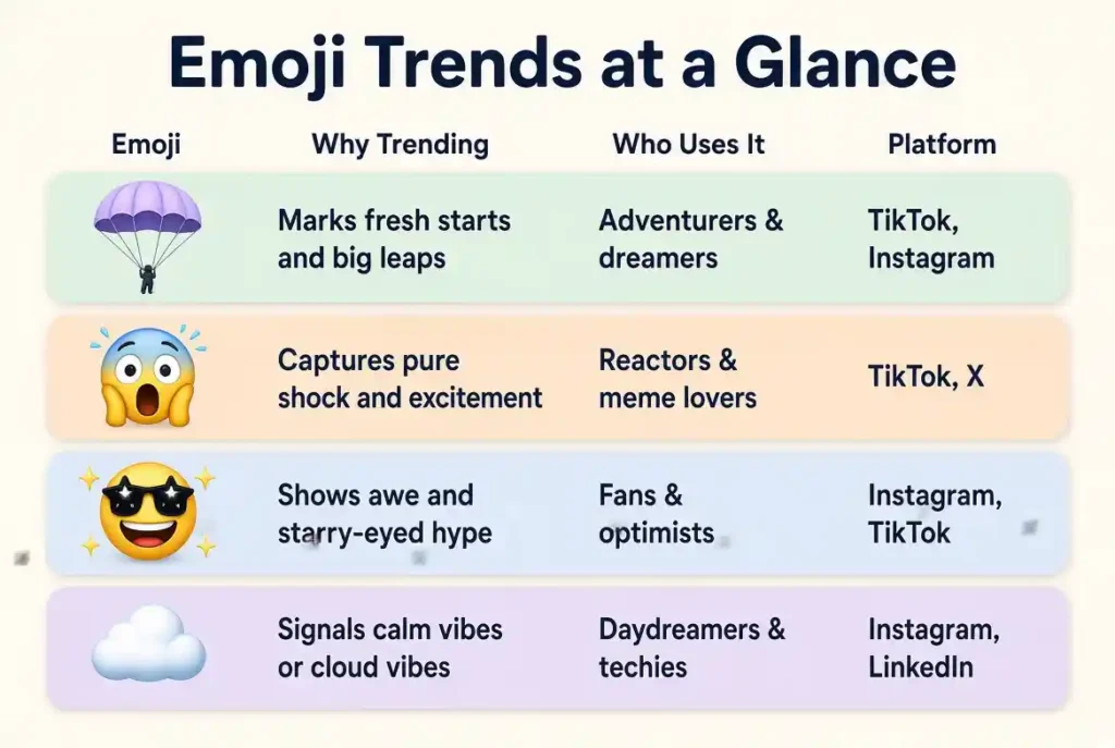 Trending parachute emoji in 2026